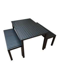 Conjunto Mesa Ripada Com 2 Bancos Ripados Alumínio 2.00x0.90m
